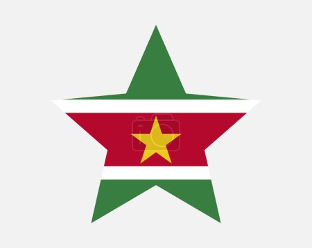 Illustration for Suriname Star Flag. Surinamese Star Shape Flag. Republic of Suriname Country National Banner Icon Symbol Vector Flat Artwork Graphic Illustration - Royalty Free Image