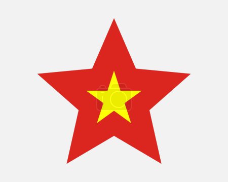 Illustration for Vietnam Star Flag. Vietnamese Star Shape Flag. Viet Nam Country National Banner Icon Symbol Vector Flat Artwork Graphic Illustration - Royalty Free Image