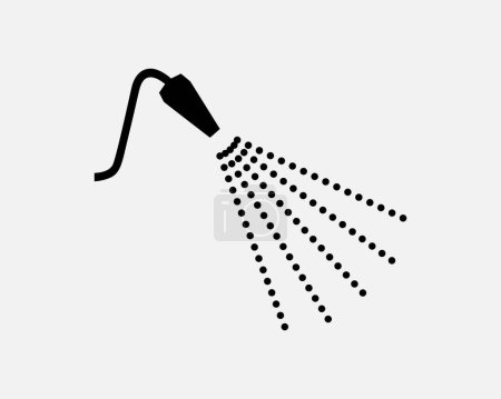 Téléchargez les illustrations : Bidet tuyau de pulvérisation Salle de bains Attachement Splash Water Jet Icône Noir Blanc Silhouette Symbole Signe Clipart graphique Illustration Pictogramme vectoriel - en licence libre de droit
