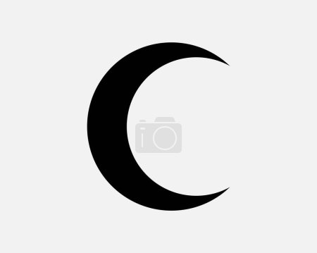 Symbole croissant Lune lunaire Islam musulman islamique Emblème Premiers soins Noir et blanc Signe Icône Vecteur Clipart graphique Illustration Oeuvre Pictogramme