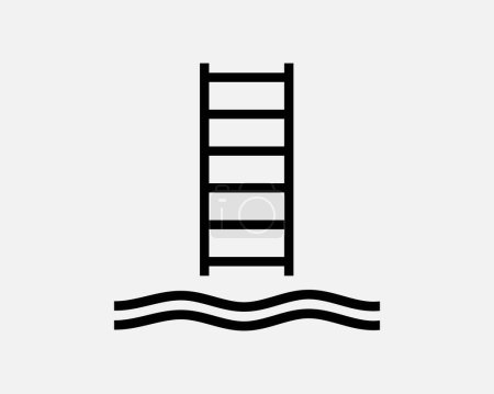 Illustration for Embarkation Pilot Ladder Stairs Up Down Water Vessel Boat Black White Silhouette Sign Symbol Icon Clipart Graphic Artwork Pictogram Illustration Vector - Royalty Free Image