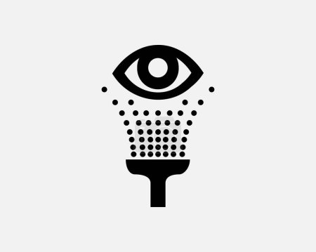 Augenspülung Augenspülung Saubere Dusche Sicherheit Notfall Pflege Schwarz Weiß Silhouette Zeichen Symbol Icon Vector Grafik Cliparts Illustration Artwork Piktogramm