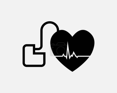 Illustration for Pacemaker Icon Artificial Heart Cardiac Pace Maker Pulse Black White Silhouette Symbol Icon Sign Graphic Clipart Artwork Illustration Pictogram Vector - Royalty Free Image