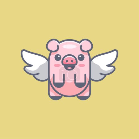 FLYING BABY PIG SUITABLE FOR MASCOT LOGO, STICKER, T-SHIRT AND PRINT DESIGN