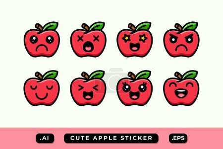 Illustration for Expressive apple logo A medley of emotions in a crisp, delightful design. - Royalty Free Image