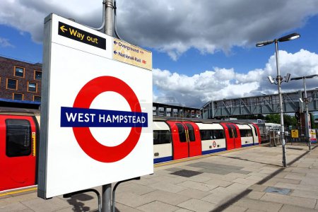 Photo for West Hampstead station Transport for London roundel sign on the platform - Royalty Free Image