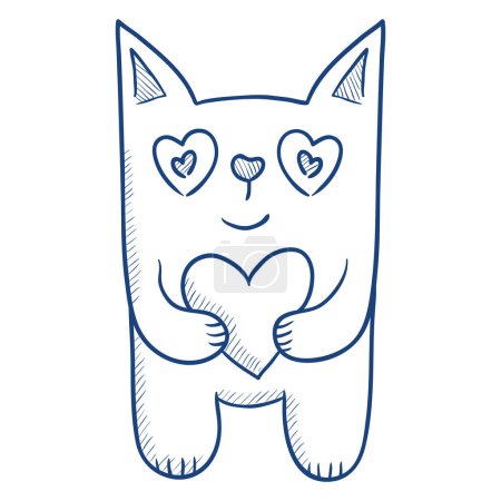 Photo for Cat expresses its love. Doodle style Valentine's day illustration. - Royalty Free Image