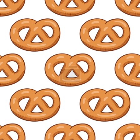 Ilustración de Patrón de vector sin costuras con pretzels - Imagen libre de derechos
