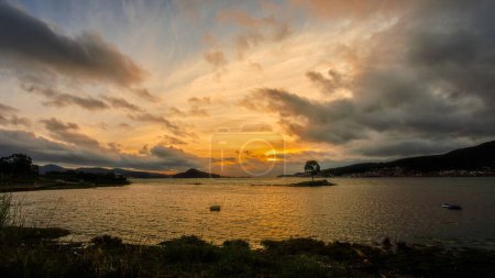 Photo for Sunset over Ria de Pontevedra from A Ostreira, Poio. Illa dos Ratos and Tambo can be seen. - Royalty Free Image