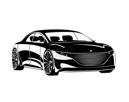 Téléchargez les illustrations : Image vectorielle d'une Mercedes en noir et blanc - en licence libre de droit