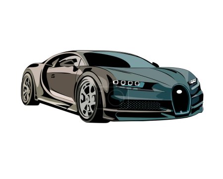Ilustración de Print: Coche Bugatti, gris en tonos verdes - Imagen libre de derechos