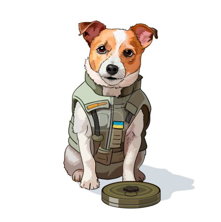 Illustration for Dog Patron Minesweeper of the Jack Russell Terrier breed - Royalty Free Image