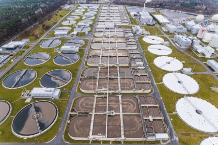 Photo for Czajka sewage treatment plant, warsaw, Poland, wide aerial shot. High quality photo - Royalty Free Image