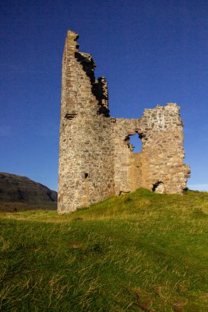 Photo for View of the ruined 16th century Ardvreck Castle over Loch Assynt, Sutherland, north west Highlands, Scotland - Royalty Free Image