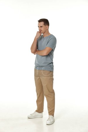 Photo for Disappointed young man on white background. sadness - Royalty Free Image