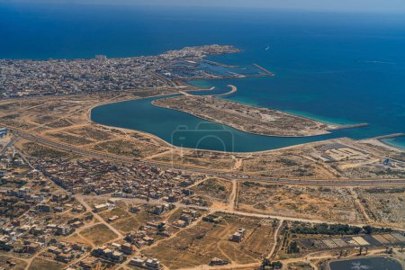 Photo for Aerial view of the Tunisian coast and the city of Mahdia. - Royalty Free Image