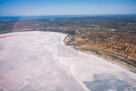 Photo for Aerial view of the Moknine sebkha - saline expanse - Monastir governorate - Tunisia - Royalty Free Image