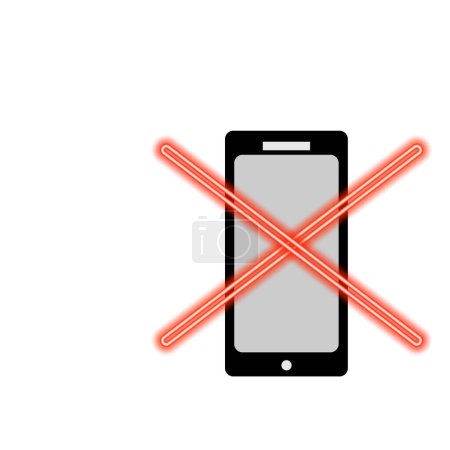 Ilustración de Vector graphics. The icon that prohibits talking on the phone. The smartphone is crossed out with two red lines. - Imagen libre de derechos