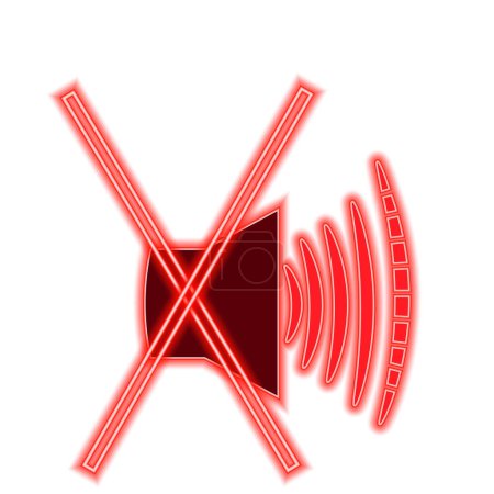 Ilustración de Vector graphics. Icon that prohibits speaking loudly. The loudspeaker is crossed out with two red lines. - Imagen libre de derechos