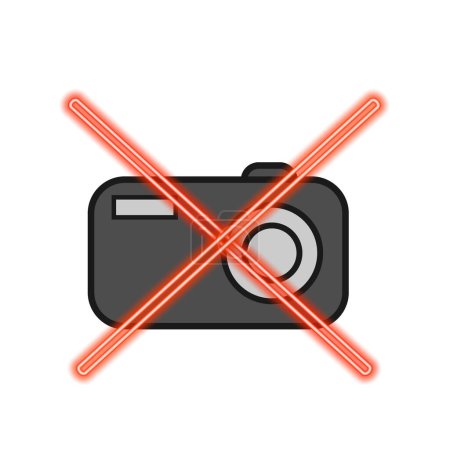 Ilustración de Vector graphics. The icon that prohibits photography. The camera is crossed out with two red lines. - Imagen libre de derechos