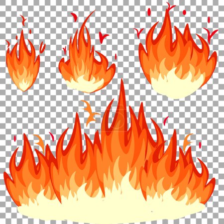Vector graphics. There are four types of flames on a transparent background.