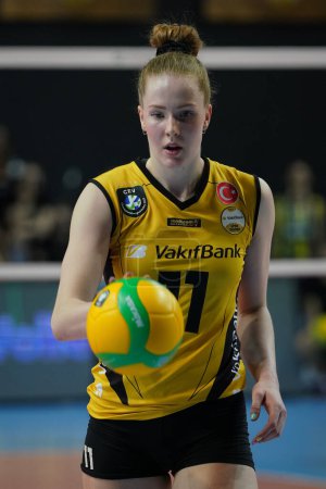 Photo for ISTANBUL, TURKEY - MARCH 31, 2022: Isabelle Haak in Vakifbank vs Fenerbahce Opet CEV Champions League Volley Semi Final match in Vakifbank Sport Hall - Royalty Free Image