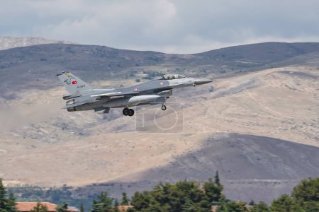 Photo for KONYA, TURKIYE - JUNE 30, 2022: Turkish Air Force General Dynamics F-16C Fighting Falcon (4R-097) take-off from Konya Airport during Anatolian Eagle Air Force Exercise - Royalty Free Image
