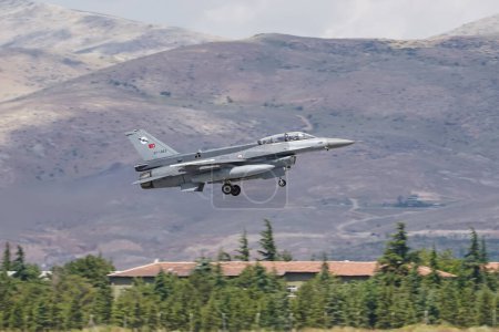 Photo for KONYA, TURKIYE - JUNE 30, 2022: Turkish Air Force Lockheed Martin F-16D Fighting Falcon (NW-9) take-off from Konya Airport during Anatolian Eagle Air Force Exercise - Royalty Free Image