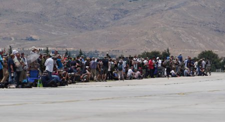 Photo for KONYA, TURKIYE - JUNE 30, 2022: Spotters in Konya Airport during Anatolian Eagle Air Force Exercise - Royalty Free Image
