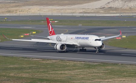 Photo for ISTANBUL, TURKIYE - NOVEMBER 05, 2022: Turkish Airlines Airbus A350-941 (565) landing to Istanbul International Airport - Royalty Free Image
