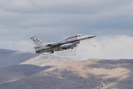 Photo for KONYA, TURKIYE - JUNE 30, 2022: Turkish Air Force General Dynamics F-16D Fighting Falcon (4S-10) take-off from Konya Airport during Anatolian Eagle Air Force Exercise - Royalty Free Image