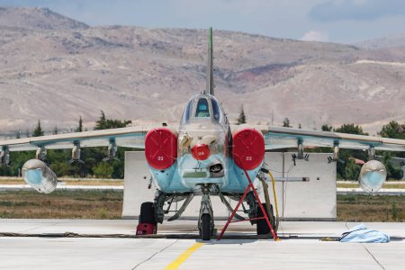 Photo for KONYA, TURKIYE - JUNE 30, 2022: Azerbaijani Air Force Sukhoi Su-25 Frogfoot (25508101029) displayed at Konya Airport during Anatolian Eagle Air Force Exercise - Royalty Free Image