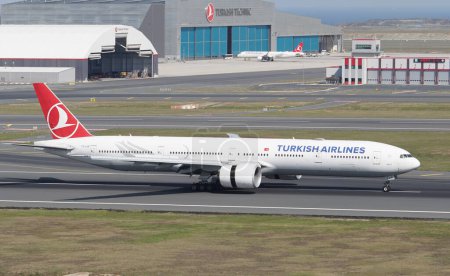 Photo for ISTANBUL, TURKIYE - SEPTEMBER 17, 2022: Turkish Airlines Boeing 777-3F2ER (44126) landing to Istanbul International Airport - Royalty Free Image