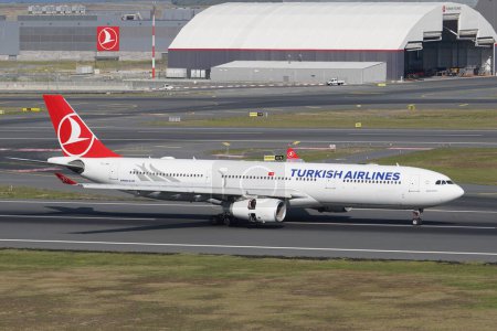 Photo for ISTANBUL, TURKIYE - SEPTEMBER 17, 2022: Turkish Airlines Airbus A330-343X (1172) landing to Istanbul International Airport - Royalty Free Image