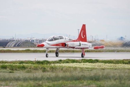 Photo for KONYA, TURKIYE - MAY 09, 2023: Turkish Air Force Canadair NF-5A Freedom Fighter take-off from Konya Airport during Anatolian Eagle Air Force Exercise - Royalty Free Image