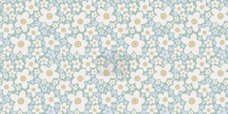 Illustration for Vector seamless botancal pattern. Modern bold flowers endless background. Subtle color palette floral wallpaper - Royalty Free Image