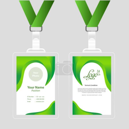 Ilustración de Curva Plantilla de tarjetas de identificación de diseño verde - Imagen libre de derechos