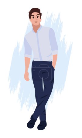 Illustration for Vector illustration handsome cool men with casual clothes. Cartoon realistic people - Royalty Free Image