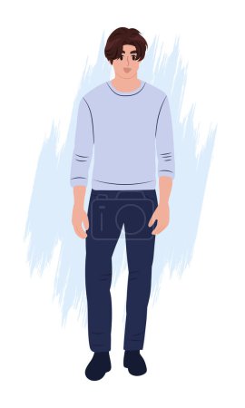 Illustration for Cool men with brown hair. Cartoon realistic people Vector illustration - Royalty Free Image