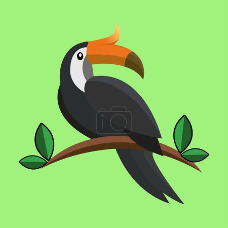 Téléchargez les illustrations : Illustration vectorielle simple de calmar Oiseau tropical d'Asie du Sud-Est. - en licence libre de droit