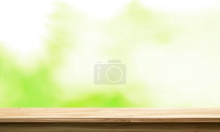 Foto de Empty wooden table against the blurred nature background, product display stand, 3d mockup - Imagen libre de derechos
