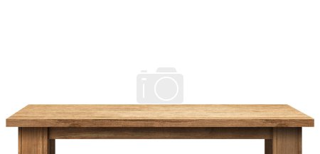 Foto de Plantilla de mesa de madera, maqueta de escritorio, renderizado 3d - Imagen libre de derechos