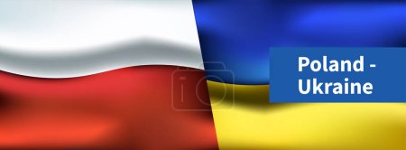 Téléchargez les illustrations : Poland - Ukraine diplomatic relationship banner, vector illustration - en licence libre de droit