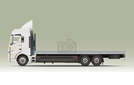 Téléchargez les illustrations : Camion à plateau vectoriel, vue latérale, illustration vectorielle - en licence libre de droit