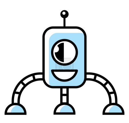 Illustration for Retro futuristic happy robot in vintage cartoon style, vector logo concept - Royalty Free Image