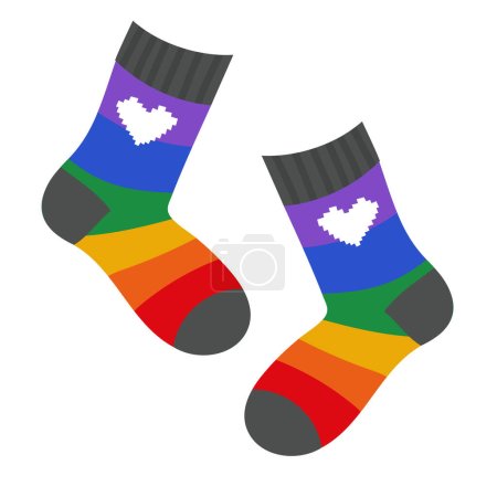 Rainbow socks isolated on white background. LGBT isolated socks. Vector illustration.