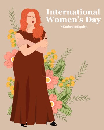 Illustration for International Women's Day 2023. Body positive concept. Embrace equity - Royalty Free Image