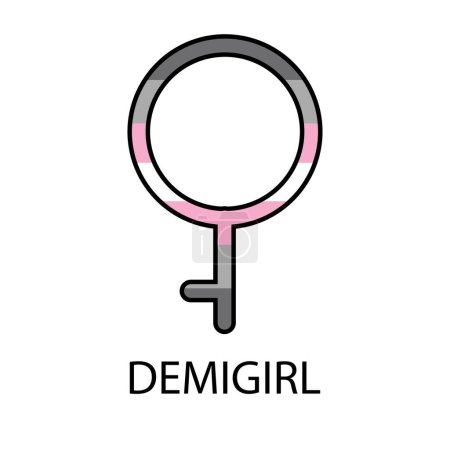Illustration for Gender symbol of Demigirl in pride colors. Vector illustration on white background - Royalty Free Image