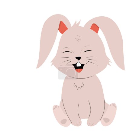 Illustration for Cartoon smilling bunny  isolated on white background. Hand drawn vector illustration of rabbit - Royalty Free Image