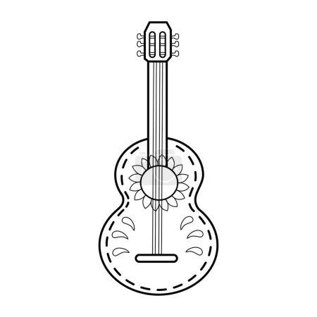 Mexican guitar outline icon. Vector latin music instrument